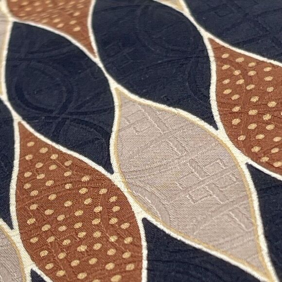 PRINCIPE Tie Men's 58” Multicolor Geometric 100% Silk Textured Black Brown Tan - Picture 4 of 10